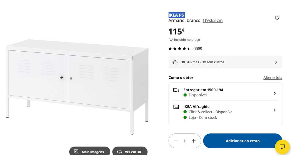 Armário branco metal IKEA (IKEA PS)
