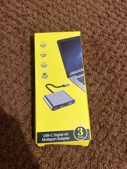 Adapter HUB USB-C 3 w 1, HDTV USB USB C