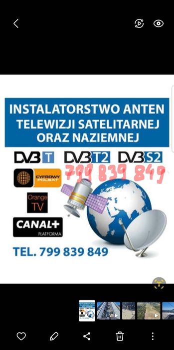 Ustawianie i montaż anten telewizji satelitarnej i naziemnej.