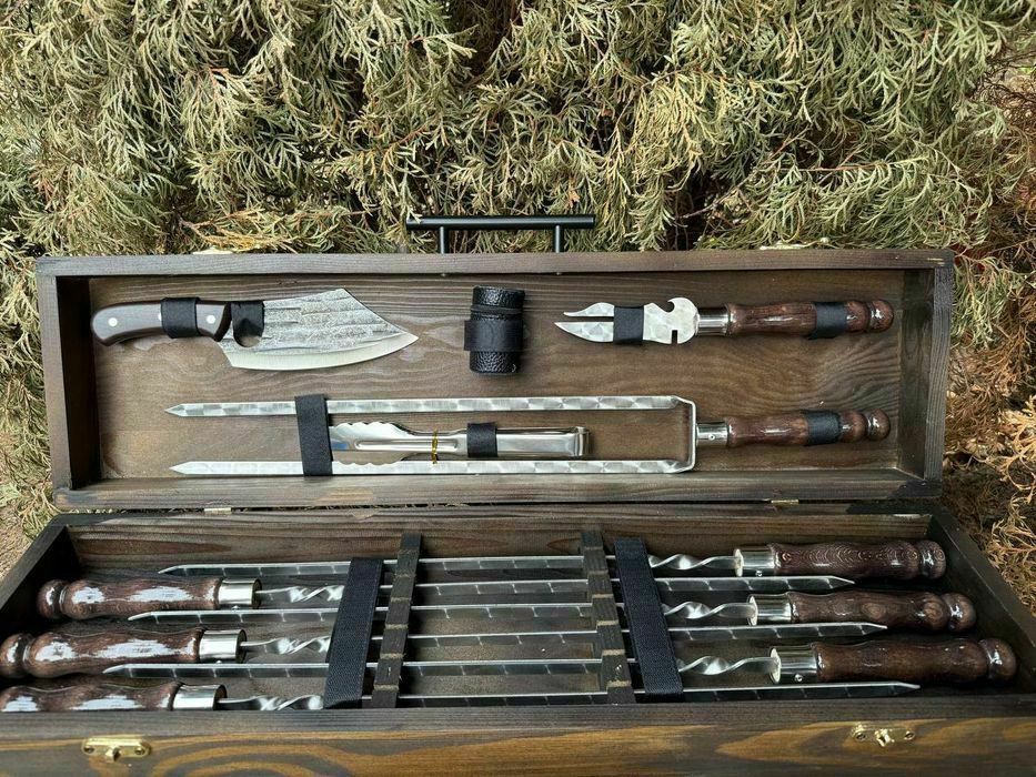 Набір шампурів в керчі футлярі на подарунок чоловіку,кума, побратима