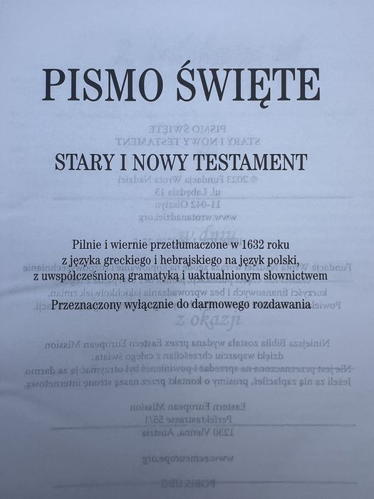 Pismo Święte Biblia Stary i Nowy Testament - darmowa wysyłka