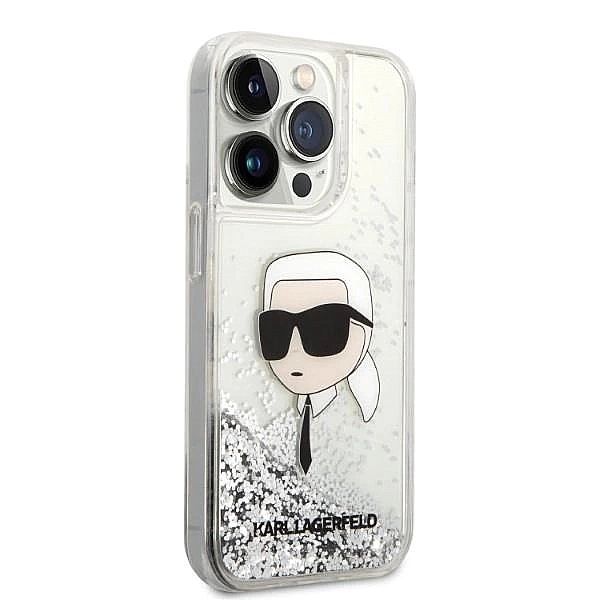 Etui Karl Lagerfeld Glitter Karl's Head na iPhone 14 Pro - srebrne