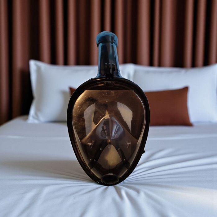 Nowa czarna maska pełnotwarzowa do nurkowania XL