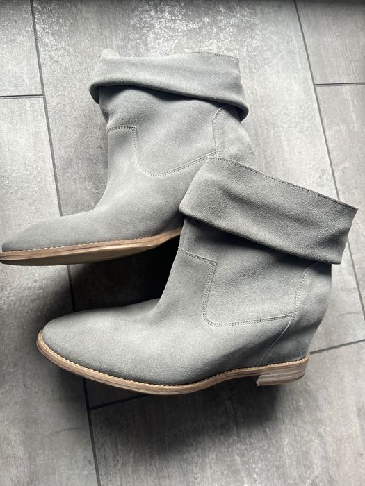 Botki szare Badura ukryty koturn roz.39 jak Nowe