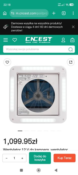 Wentylator 12v do kampera lub przyczepy