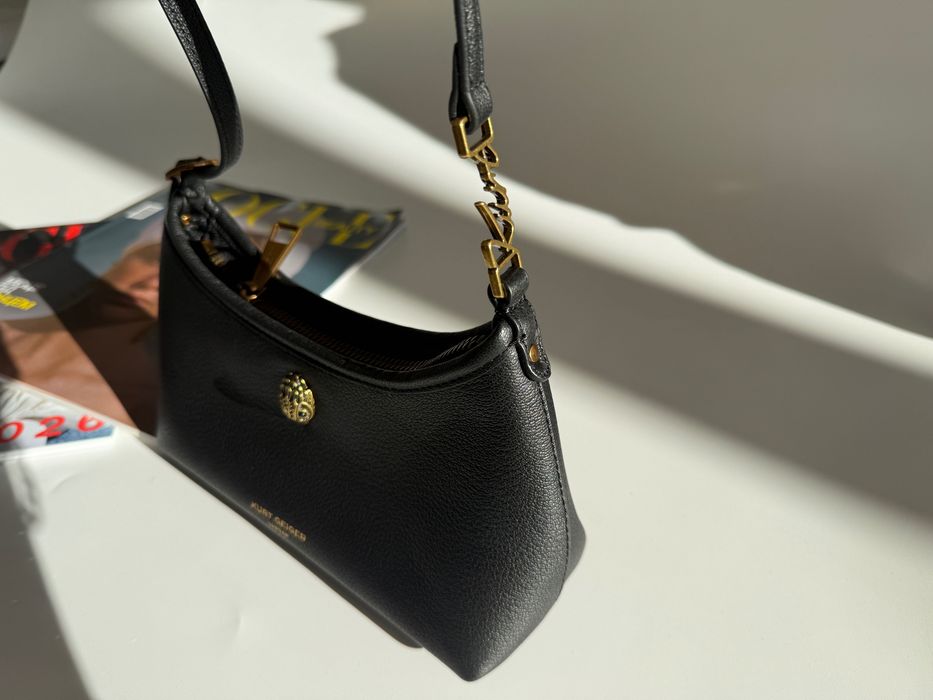 Жіноча сумка-багет Kurt Geiger, чорна, шкіряна