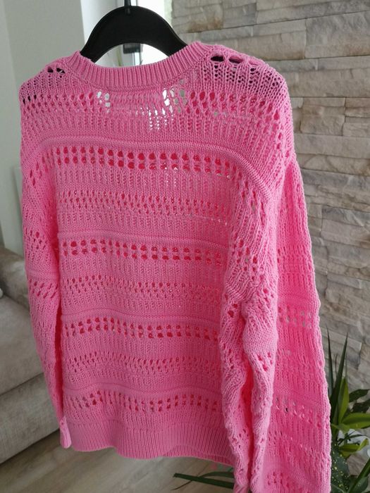 Sweter bawełniany ażurowy dziewczęcy H&M r.122/128