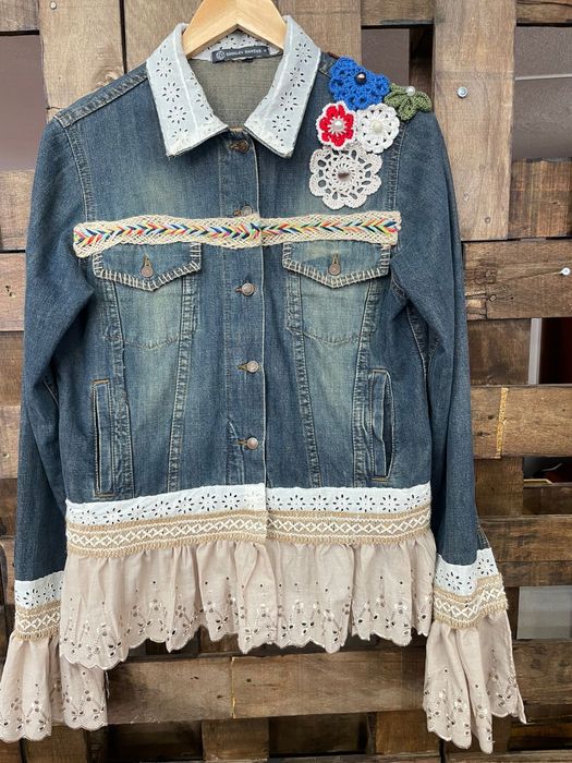 Jaqueta de ganga rústica estilo Boho Chic