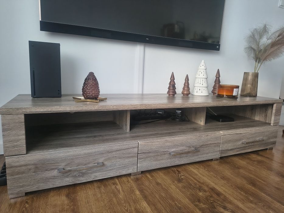 Szara szafka RTV 180 cm / komoda pod telewizor – stan dobry