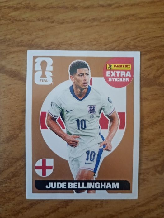 Panini FIFA World Cup 2026 Extra Sticker із зображенням Джуда Беллінгема (Jude Bellingham, Збірна Англії), версія Bronze (бронзова рамка).