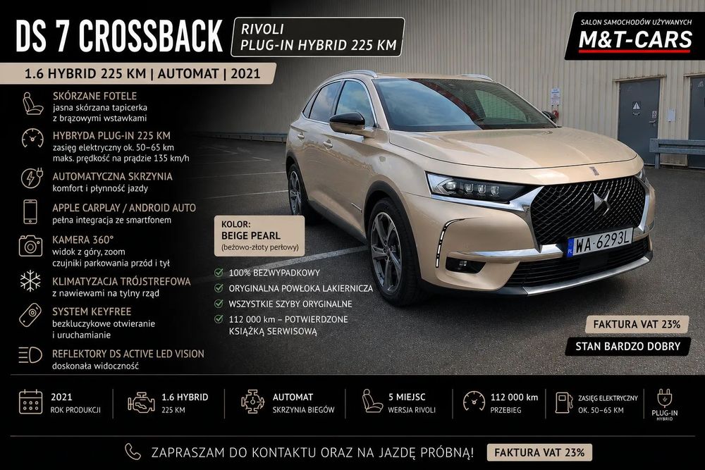 DS Automobiles DS 7 Crossback Rivoli Plug-in Hybrid 225 KM FV VAT 23% Bezwypadkowy