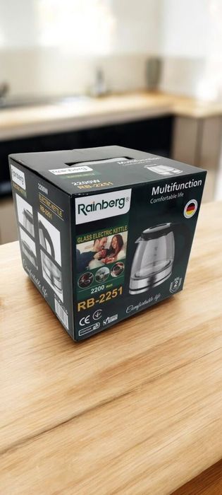 Нові Електричний чайник із підсвічуванням, скло 1 літр Rainberg