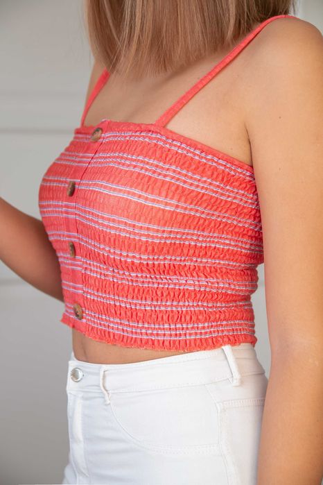 Croptop Crop top Pull&Bear pomarańczowy z guziczkami S M 36 38