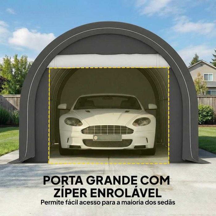 Tenda Garagem Portátil 3x5 m – Cinzenta