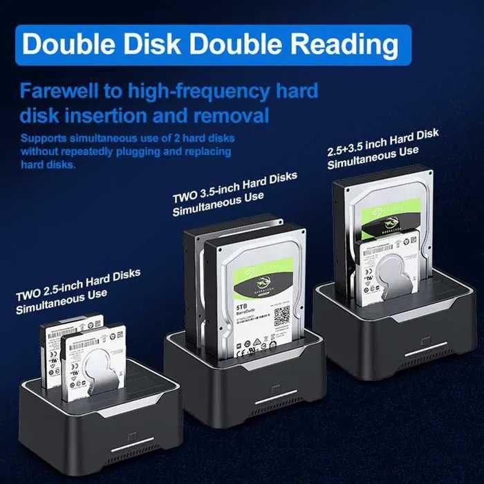 Dock HDD USB para Clonagem de Discos Rígidos SATA 2,5" e 3,5" NOVO