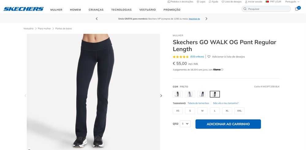 Skechers go walk calças para mulher Tam XS (326)