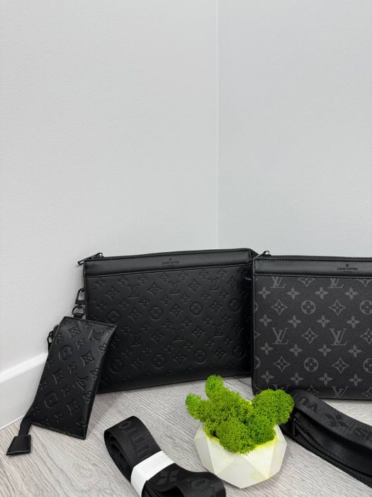 Сумка Louis Vuitton чорна Чоловіча сумка Лв клатч через плече
