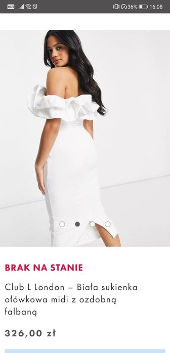 Sukienka biała ołówkowa midi poprawiny panna młoda wesele asos