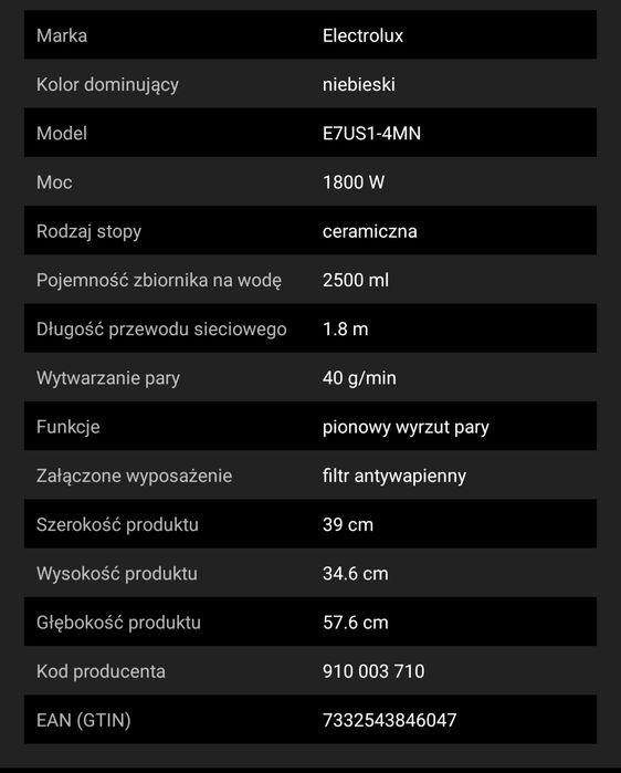 Parownica z deską Electrolux