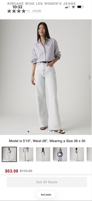 Джинси джинсы Levi’s ribcage wide leg 25р.