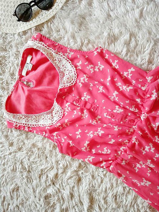Sukienka malinowa boho letnia S 36