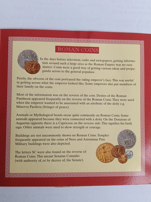 Carteira com réplicas de moedas Romanas