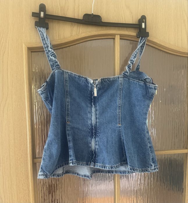 Jeansowy Top Gorsetowy ZARA Z1975 – Denim na ramiączkach