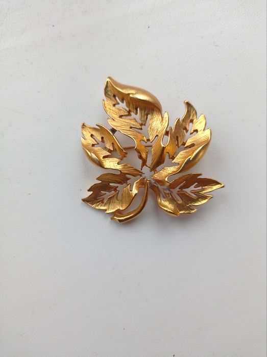 Винтажная ретро брошь листочек брошка винтаж