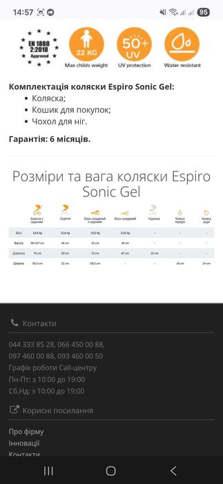 Espiro Sonic прогулянкова коляска