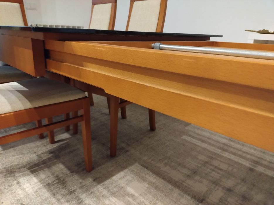 Mesa jantar extensível madeira maciça e cadeiras