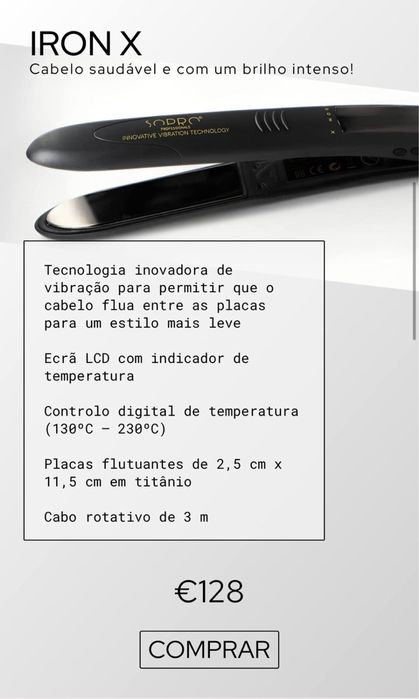 Vendo prancha Iron X da Sopro Profissional.