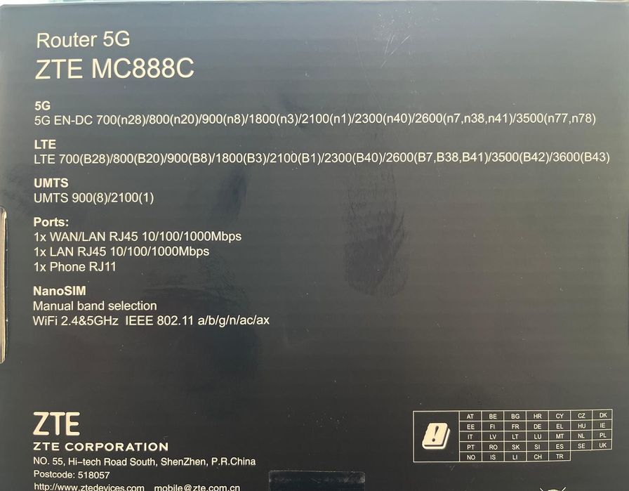 Router ZTE MC888C 5G SA/NSA LTE cat.20
