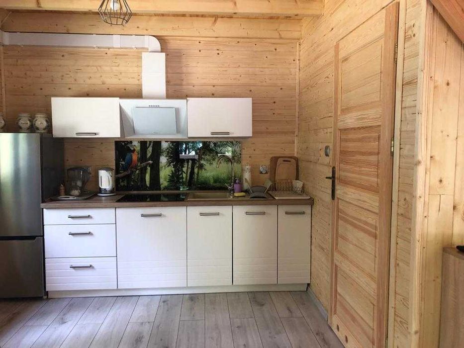 Domek nad jeziorem na Mazurach z linią brzegową