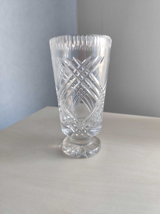Kryształowy wazon vintage PRL 17 cm