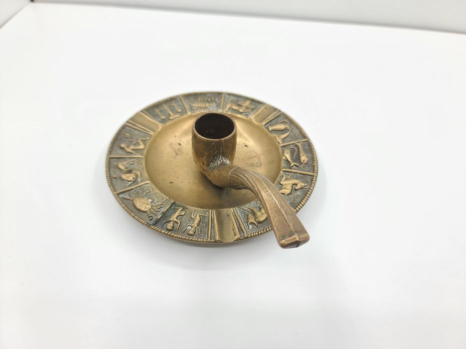 Подсвечник латунь пепельница трубка знаки зодиака