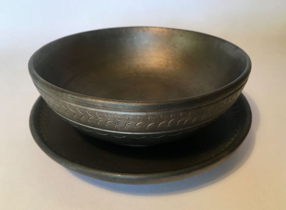 BISALHÃES - com carimbo - antigo - prato + malga - 14,2x6 cm/s