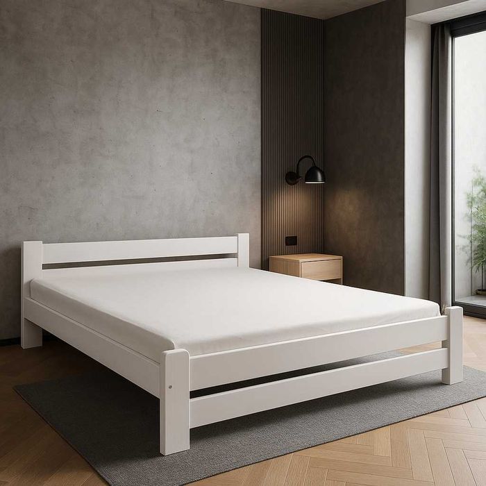 Nowość Łóżko sosnowe białe 120x200 + Materac sprężynowy