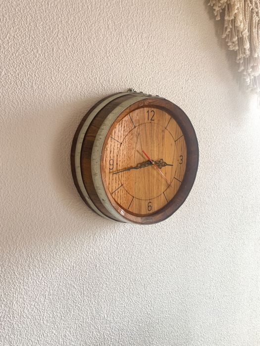 Relógio de parede rústico | Madeira a imitar pipo de vinho