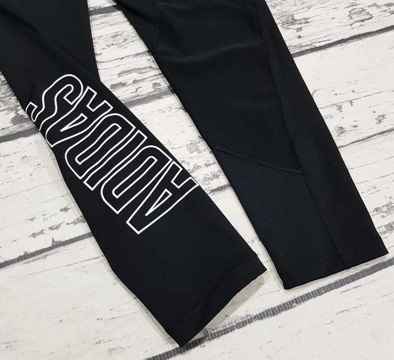 Adidas * aeroready * legginsy * nadruk * czarne * damskie * idealne M