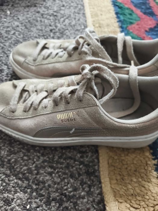Sapatilhas Puma Suede Platform Bege Dourado ler descrição