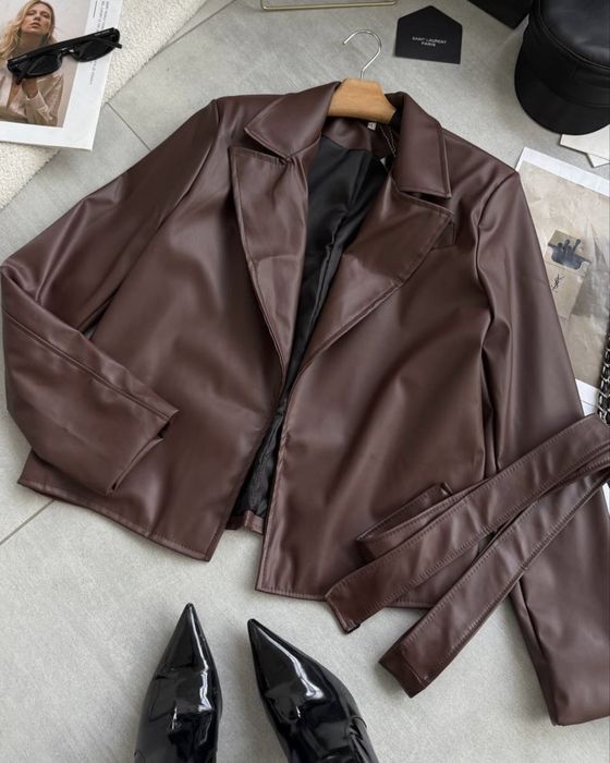 Шкіряний жіночий тренч/ жіночий тренч/ тренч на весну