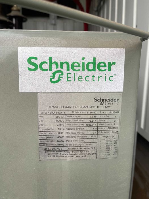 Transformator olejowy 800kVA 6,3/0,42