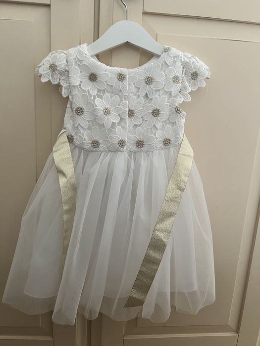 Дитячий одяг для дівчат, плаття фірмове біленьке з квітами великими, к