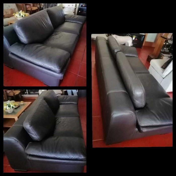 Sofa em pele preto