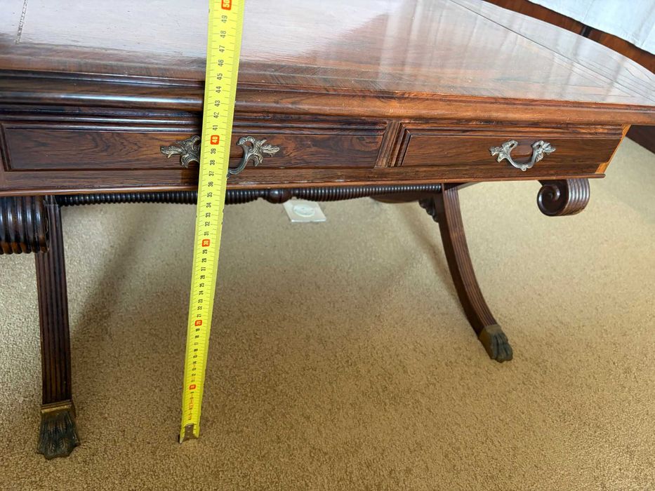 Mesa de Apoio / Centro Antiga Dobrável com Marquetaria – Estilo D. Maria II