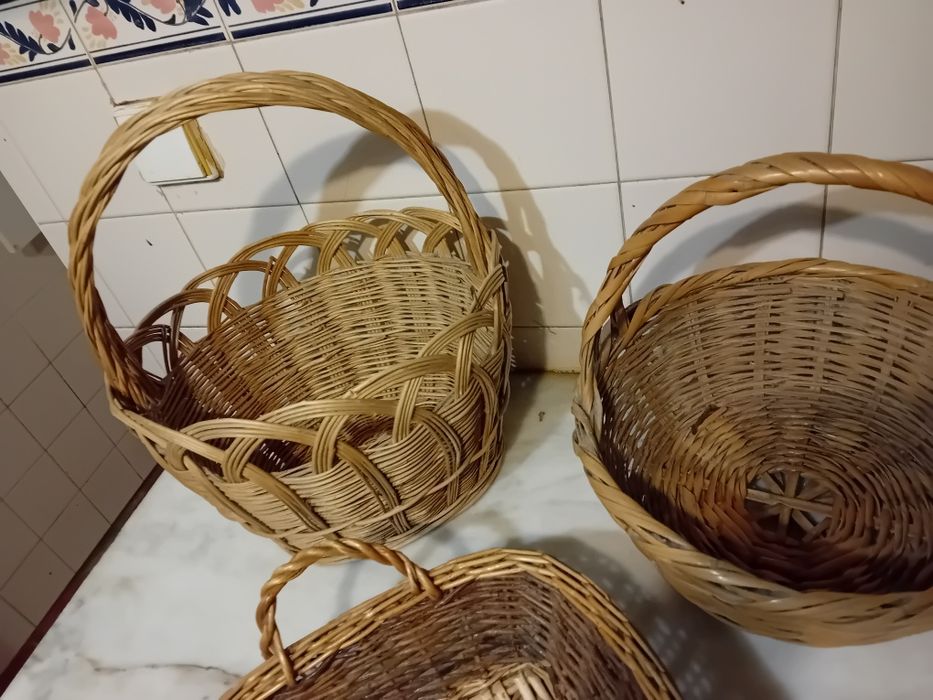 Conjunto de 4 Cestas em Verga Antigas