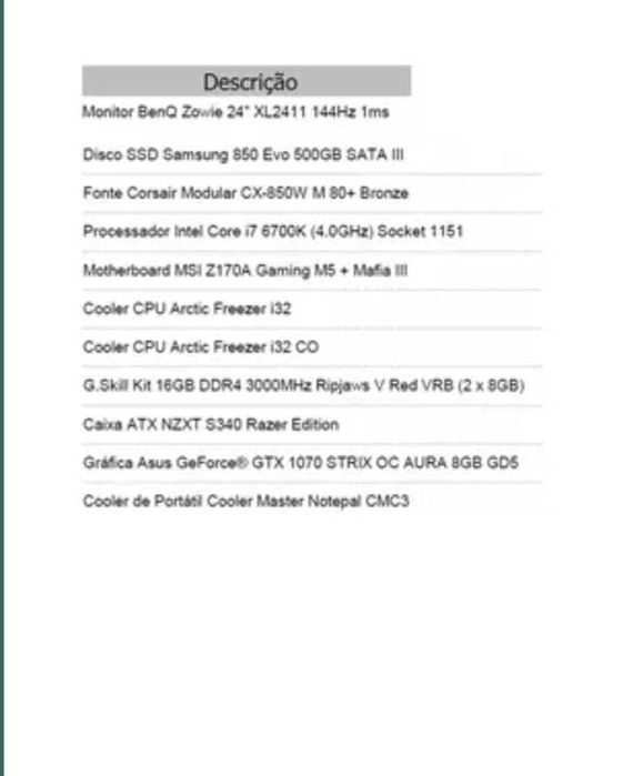 PC GAMING + BENQ ZOWIE 144hz 1ms 24''