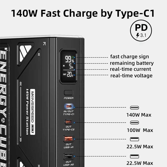 Повербанки Movespeed Z70 Pro Max 145W 70000mAh