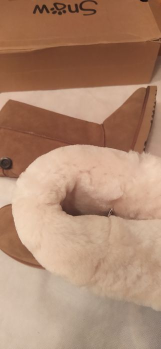 Snow Paw  śniegowce skórzane 38 z wełną merynosa eskimoski emu