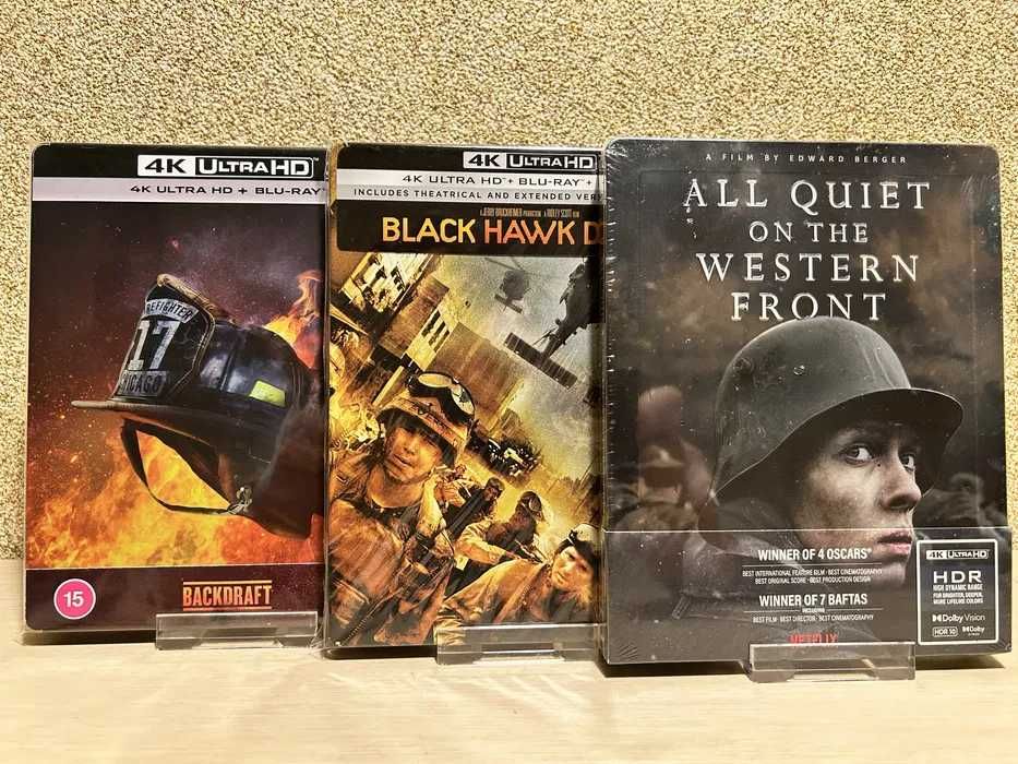Steelbook 4K UltraHD  Черный ястреб/ Ярость/ Дюнкерк/ Морпехи/47 ронинов /Непрощенный/Список Шиндлера